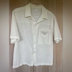 Zara Cream Casual Button Down Shirt